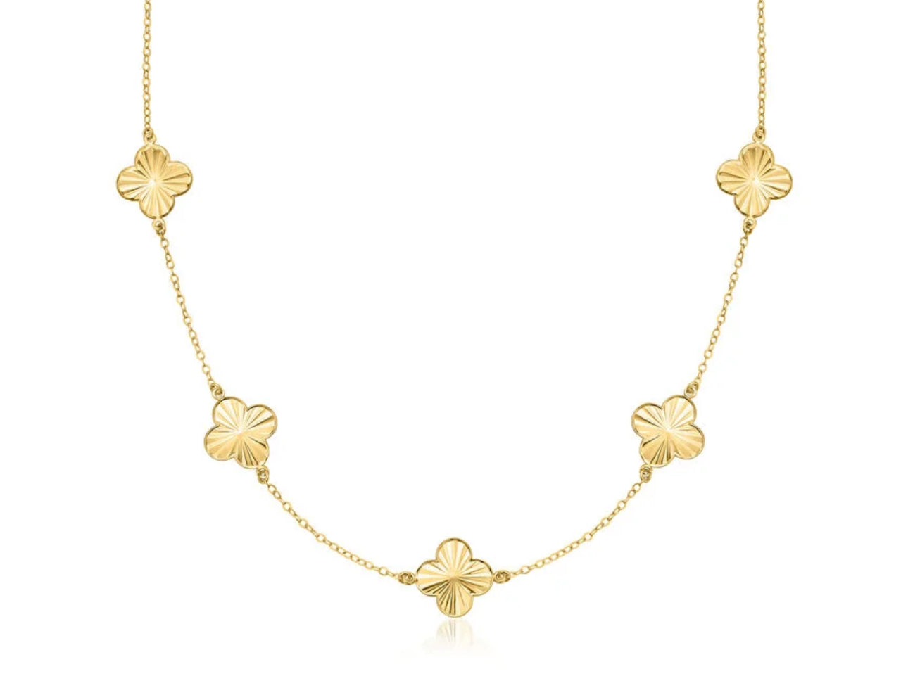 10 k Solid Gold Clover Necklace