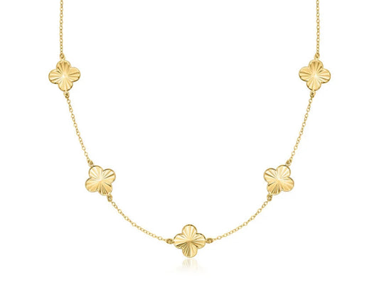 10 k Solid Gold Clover Necklace